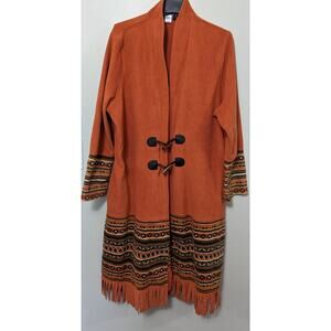 Koret Women's Multicolor Soft Fleece Long Jacket with Toggle Closure Size 1X